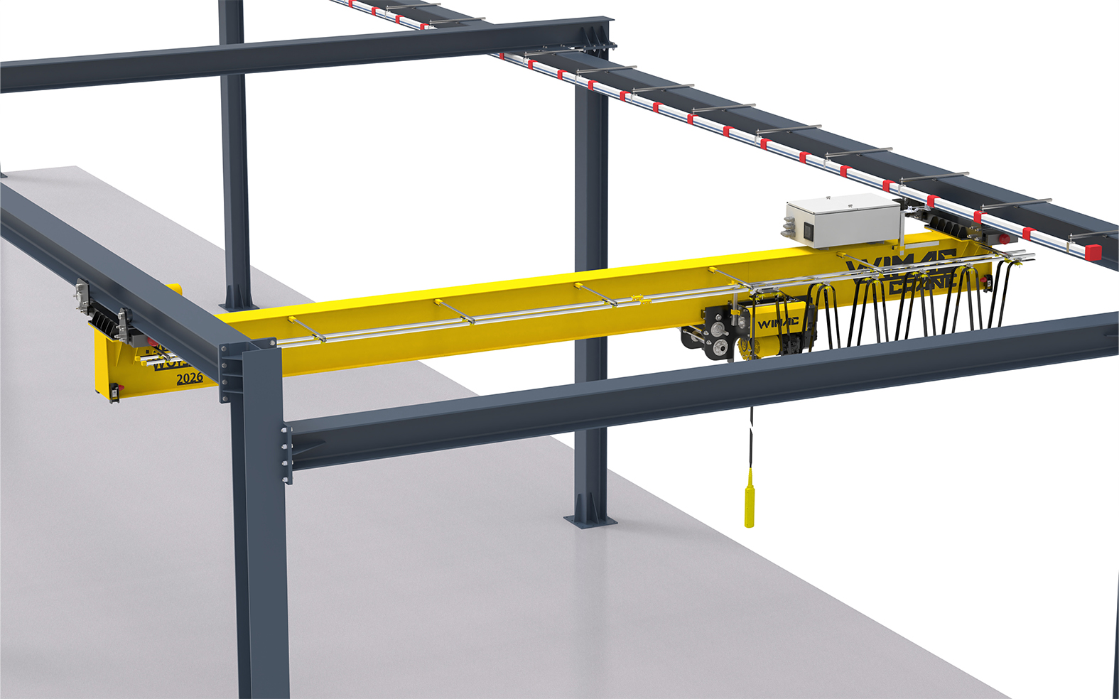 Single beam (single girder) overhead crane &mdash; component map
